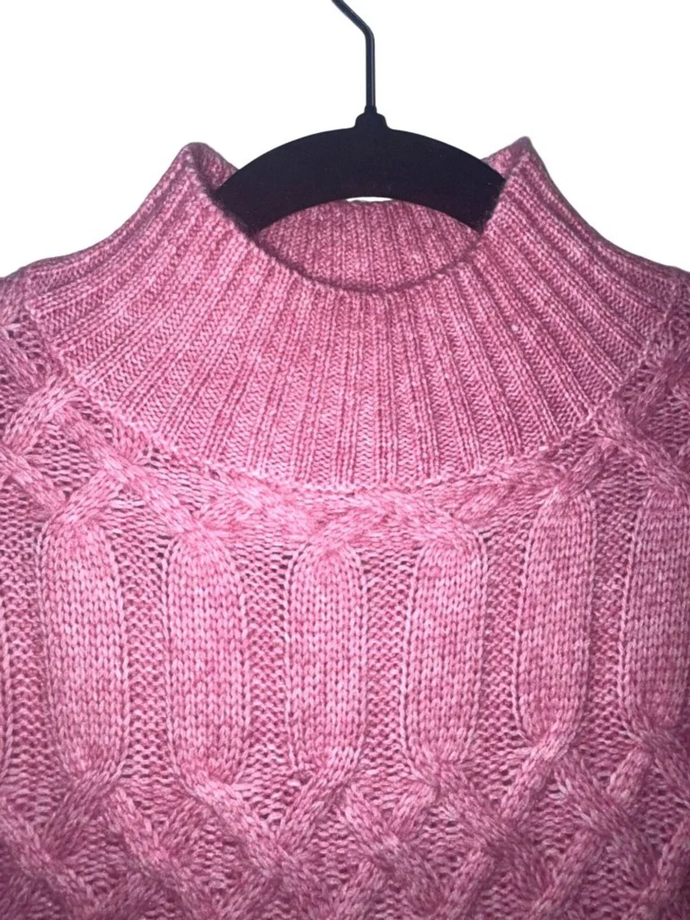 Derek Heart Womens Pink Cable-Knit Cropped Sweater Mock Neck Size M Polyester Bl - Picture 8 of 8